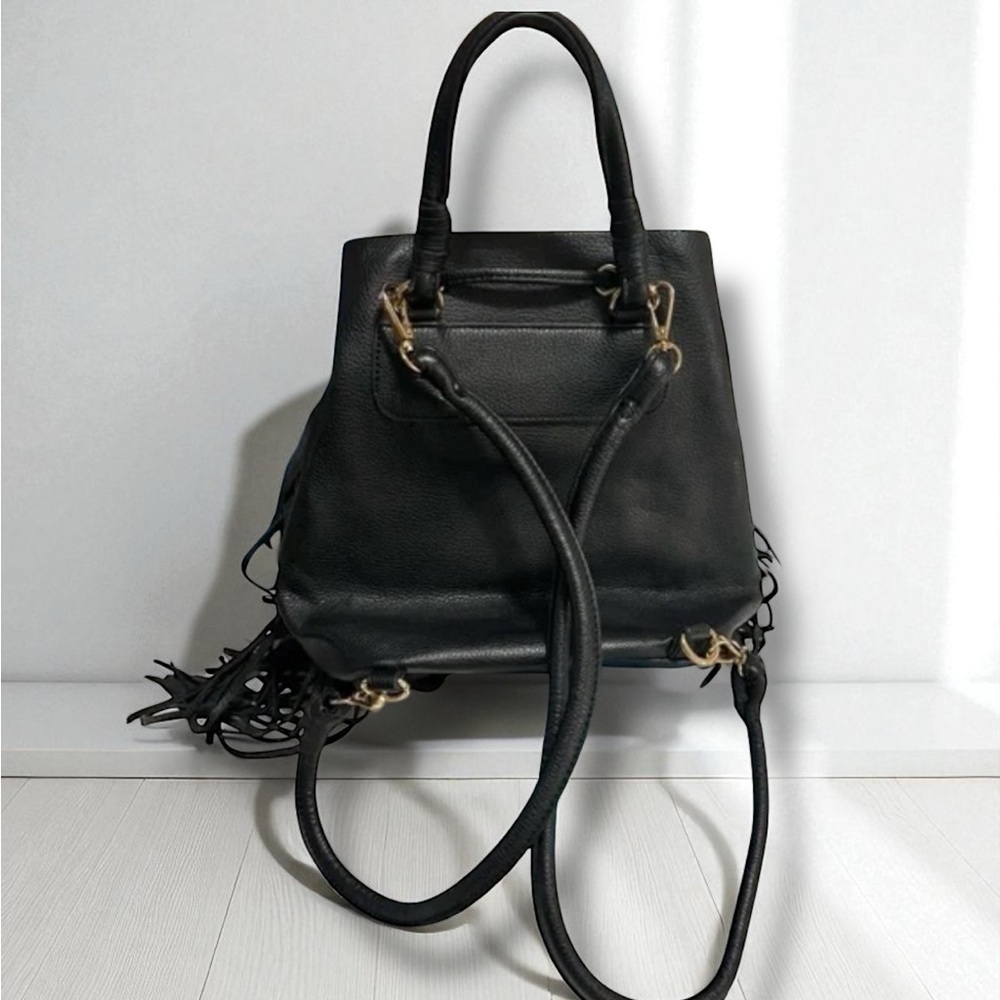 ZARA Faux Leather Fringe Bucket Backpack - Picture 4 of 8